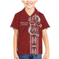 Tonga Language Week Family Matching Mermaid Dress and Hawaiian Shirt Malo e Lelei Kupesi Ngatu Pattern LT05 Son's Shirt Red - Polynesian Pride