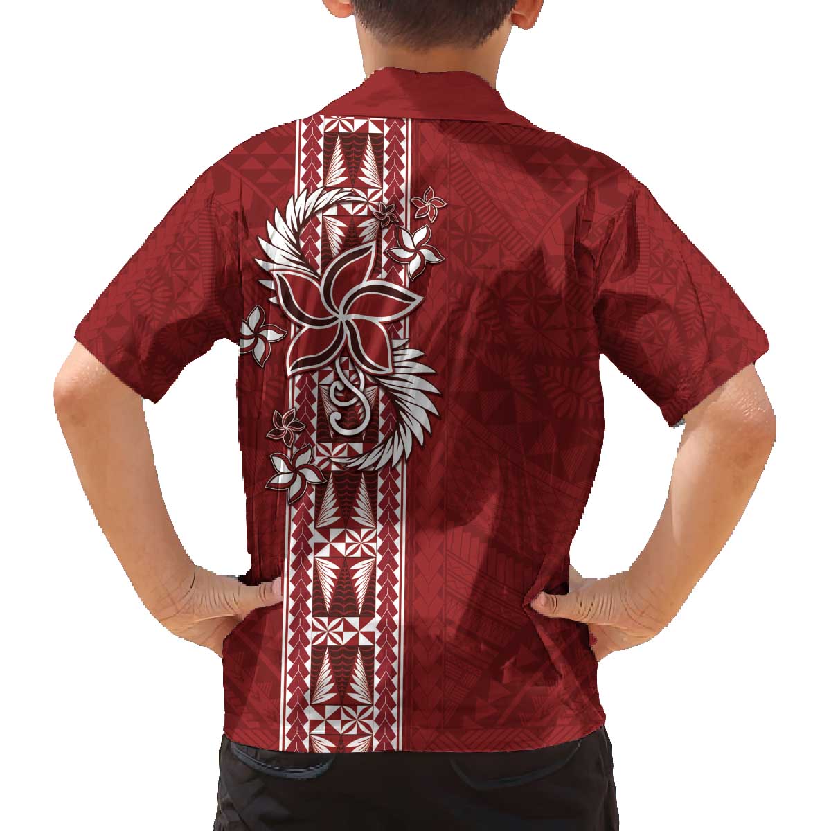 Tonga Language Week Family Matching Off The Shoulder Long Sleeve Dress and Hawaiian Shirt Malo e Lelei Kupesi Ngatu Pattern LT05 - Polynesian Pride