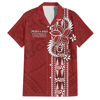 Tonga Language Week Family Matching Off The Shoulder Long Sleeve Dress and Hawaiian Shirt Malo e Lelei Kupesi Ngatu Pattern LT05 Dad's Shirt - Short Sleeve Red - Polynesian Pride