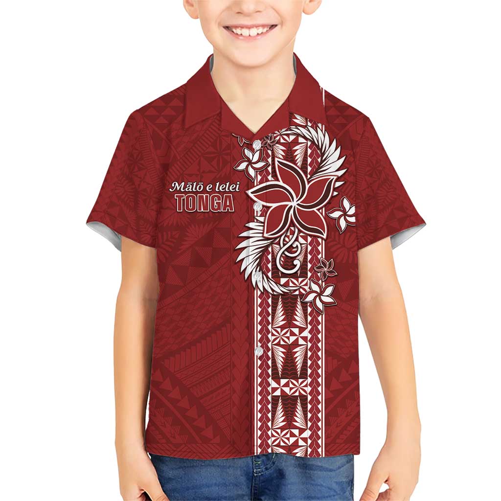 Tonga Language Week Family Matching Short Sleeve Bodycon Dress and Hawaiian Shirt Malo e Lelei Kupesi Ngatu Pattern LT05 Son's Shirt Red - Polynesian Pride