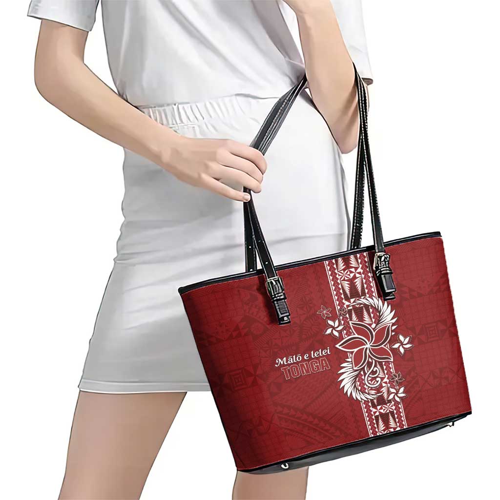 Tonga Language Week Leather Tote Bag Malo e Lelei Kupesi Ngatu Pattern