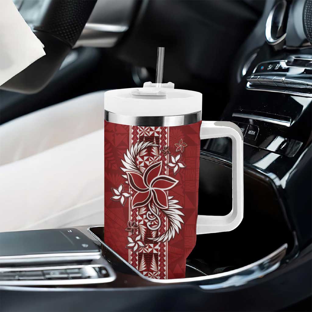 Tonga Language Week Tumbler With Handle Malo e Lelei Kupesi Ngatu Pattern