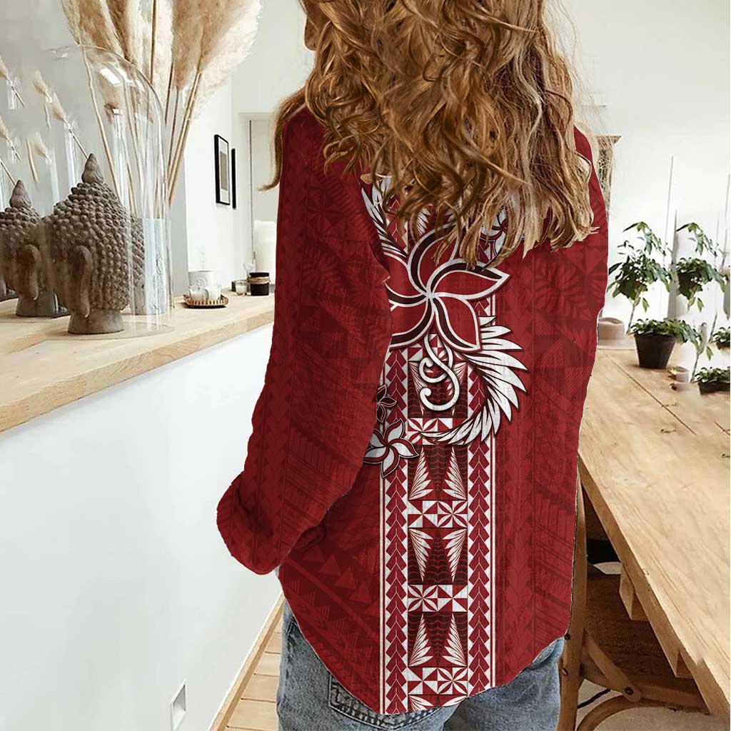 Tonga Language Week Women Casual Shirt Malo e Lelei Kupesi Ngatu Pattern