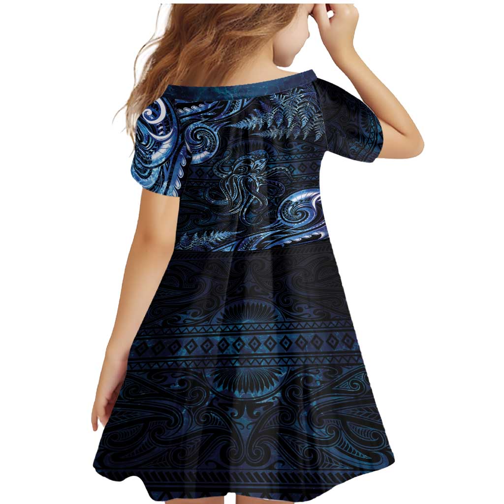 Aotearoa New Zealand Octopus Family Matching Mermaid Dress and Hawaiian Shirt Silver Fern Maori Pattern LT05 - Polynesian Pride