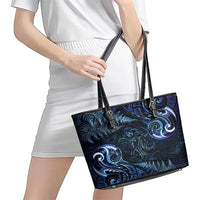 Aotearoa New Zealand Octopus Leather Tote Bag Silver Fern Maori Pattern LT05 - Polynesian Pride