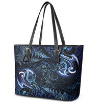 Aotearoa New Zealand Octopus Leather Tote Bag Silver Fern Maori Pattern LT05 - Polynesian Pride