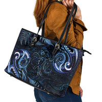 Aotearoa New Zealand Octopus Leather Tote Bag Silver Fern Maori Pattern LT05 - Polynesian Pride