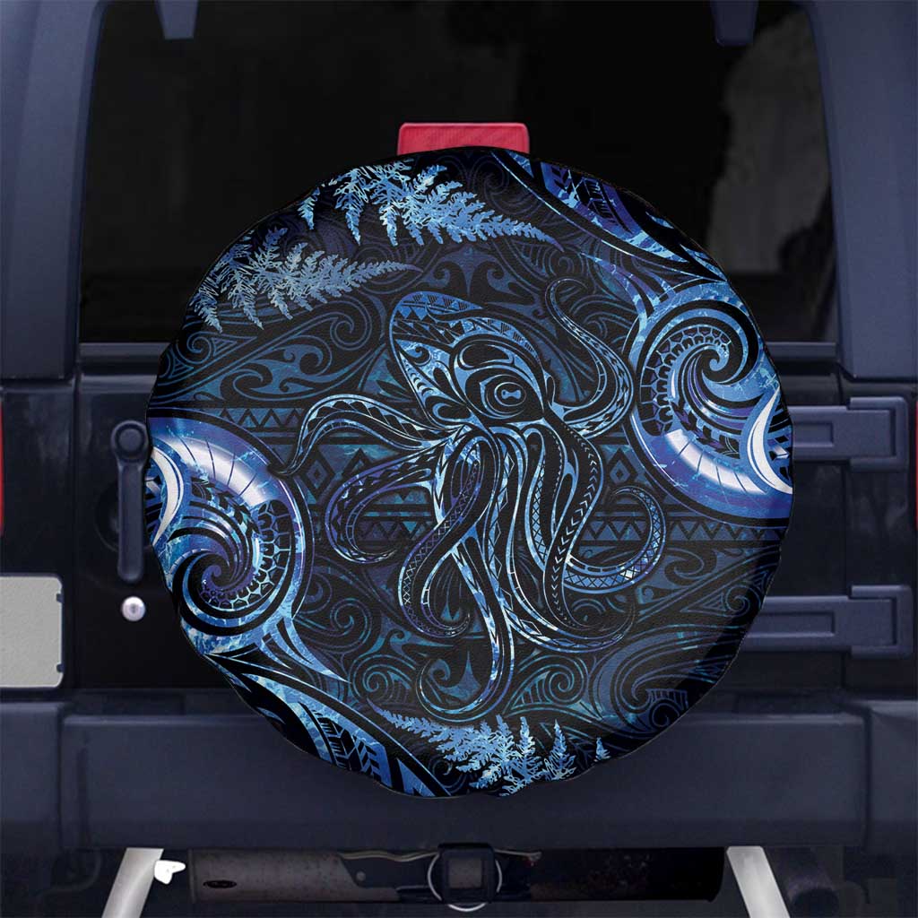 Aotearoa New Zealand Octopus Spare Tire Cover Silver Fern Maori Pattern LT05 - Polynesian Pride