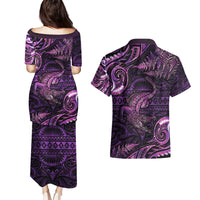 Aotearoa New Zealand Crocodile Couples Matching Puletasi and Hawaiian Shirt Silver Fern Maori Pattern LT05 - Polynesian Pride