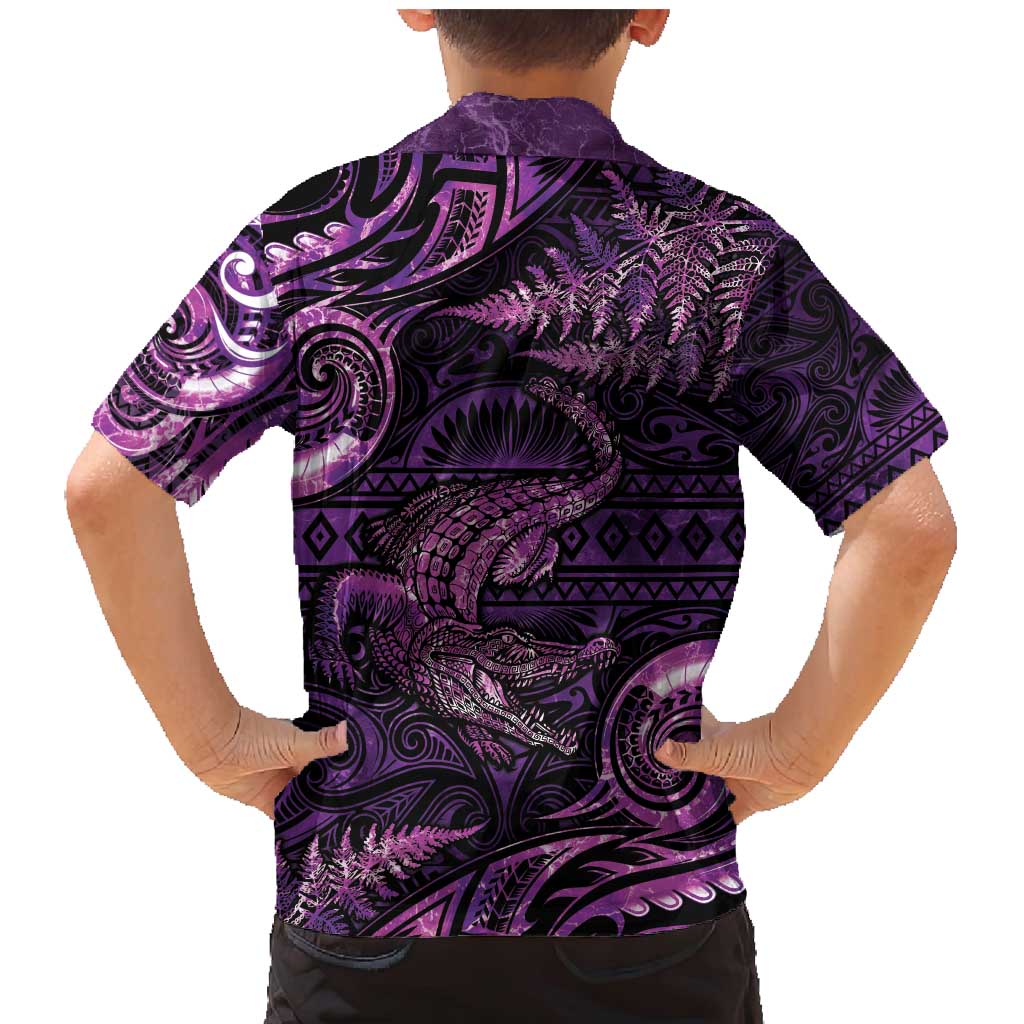Aotearoa New Zealand Crocodile Family Matching Mermaid Dress and Hawaiian Shirt Silver Fern Maori Pattern LT05 - Polynesian Pride