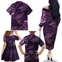 Aotearoa New Zealand Crocodile Family Matching Off The Shoulder Long Sleeve Dress and Hawaiian Shirt Silver Fern Maori Pattern LT05 - Polynesian Pride