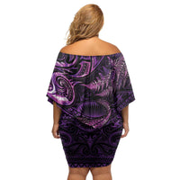 Aotearoa New Zealand Crocodile Family Matching Off Shoulder Short Dress and Hawaiian Shirt Silver Fern Maori Pattern LT05 - Polynesian Pride