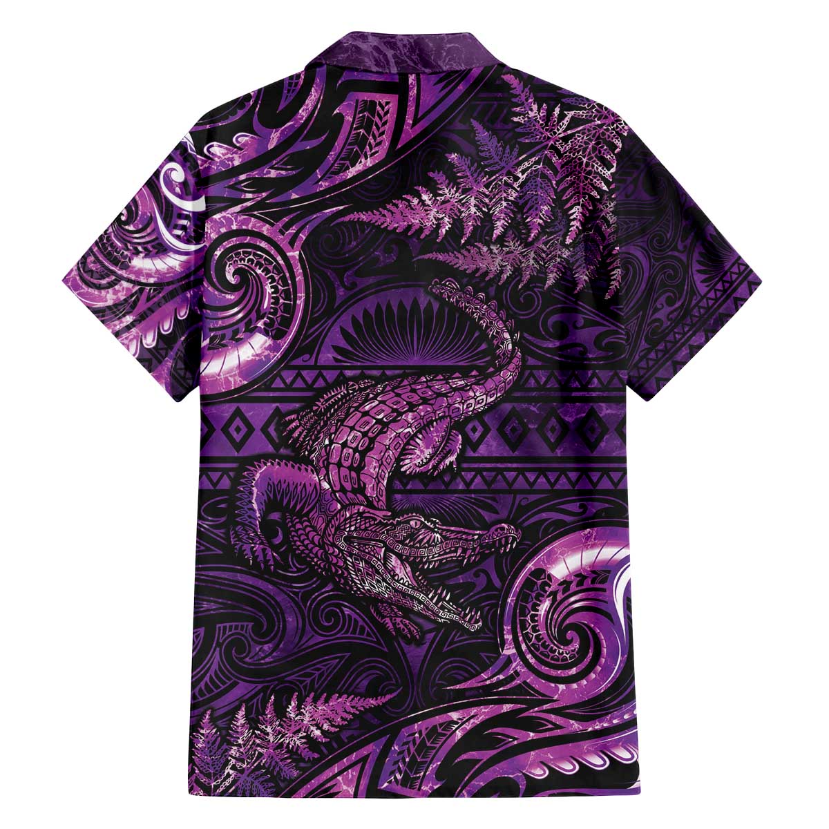 Aotearoa New Zealand Crocodile Family Matching Puletasi and Hawaiian Shirt Silver Fern Maori Pattern LT05 - Polynesian Pride