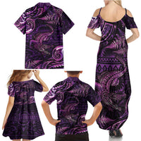 Aotearoa New Zealand Crocodile Family Matching Summer Maxi Dress and Hawaiian Shirt Silver Fern Maori Pattern LT05 - Polynesian Pride