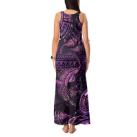 Aotearoa New Zealand Crocodile Tank Maxi Dress Silver Fern Maori Pattern