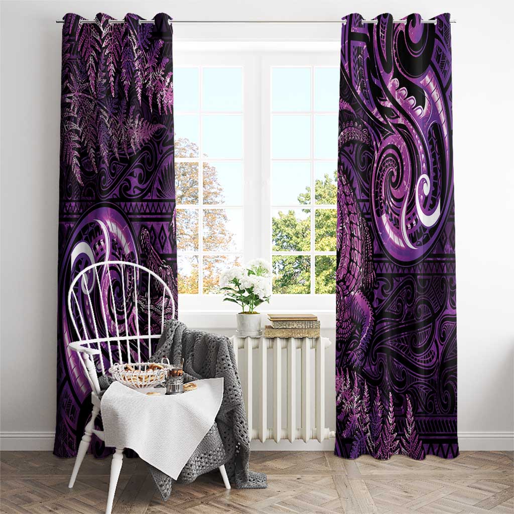 Aotearoa New Zealand Crocodile Window Curtain Silver Fern Maori Pattern