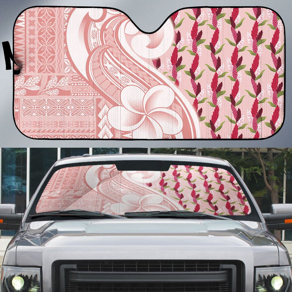 Samoa Teuila Auto Sun Shade Pink Samoan Siapo Motifs LT05 Pink - Polynesian Pride