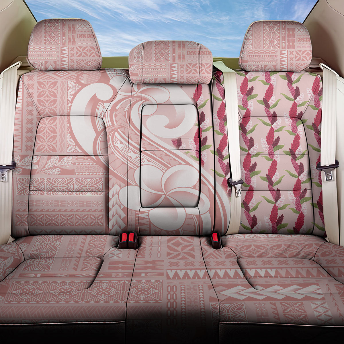Samoa Teuila Back Car Seat Cover Pink Samoan Siapo Motifs