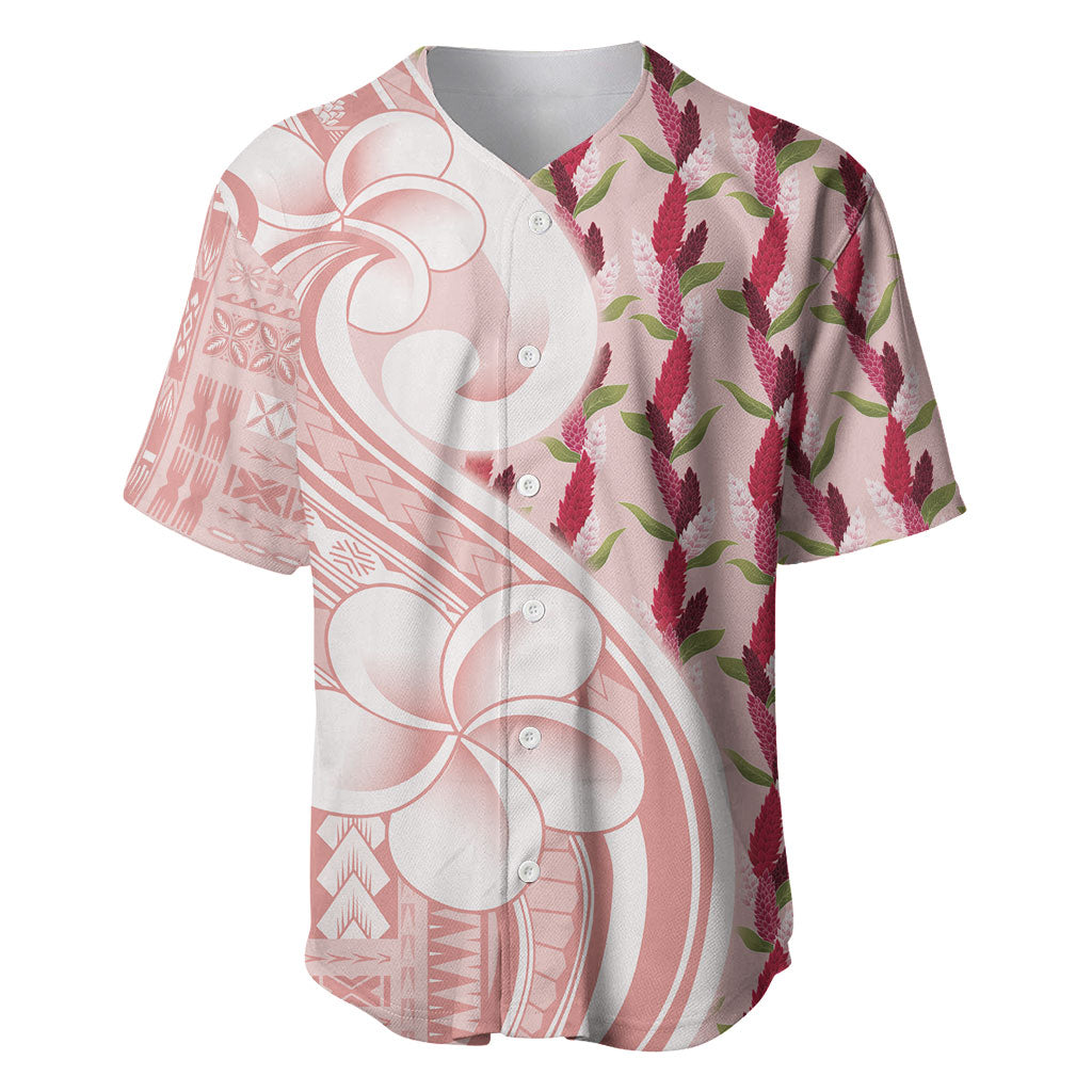 Samoa Teuila Baseball Jersey Pink Samoan Siapo Motifs
