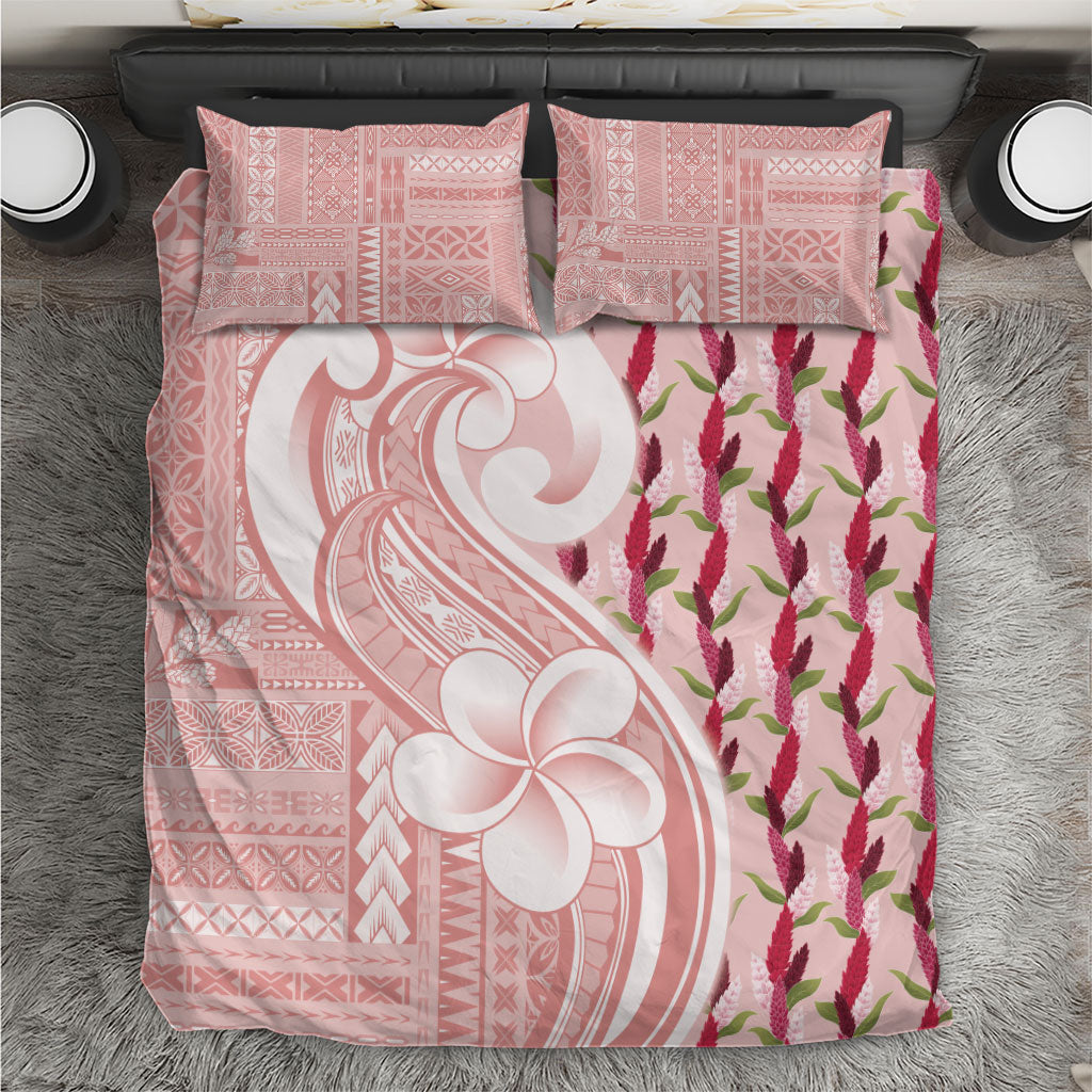 Samoa Teuila Bedding Set Pink Samoan Siapo Motifs