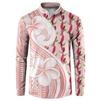Samoa Teuila Button Sweatshirt Pink Samoan Siapo Motifs
