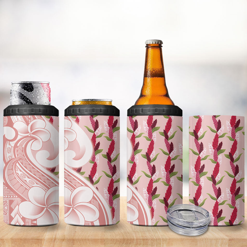 Samoa Teuila 4 in 1 Can Cooler Tumbler Pink Samoan Siapo Motifs