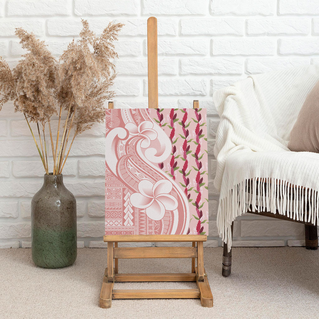 Samoa Teuila Canvas Wall Art Pink Samoan Siapo Motifs