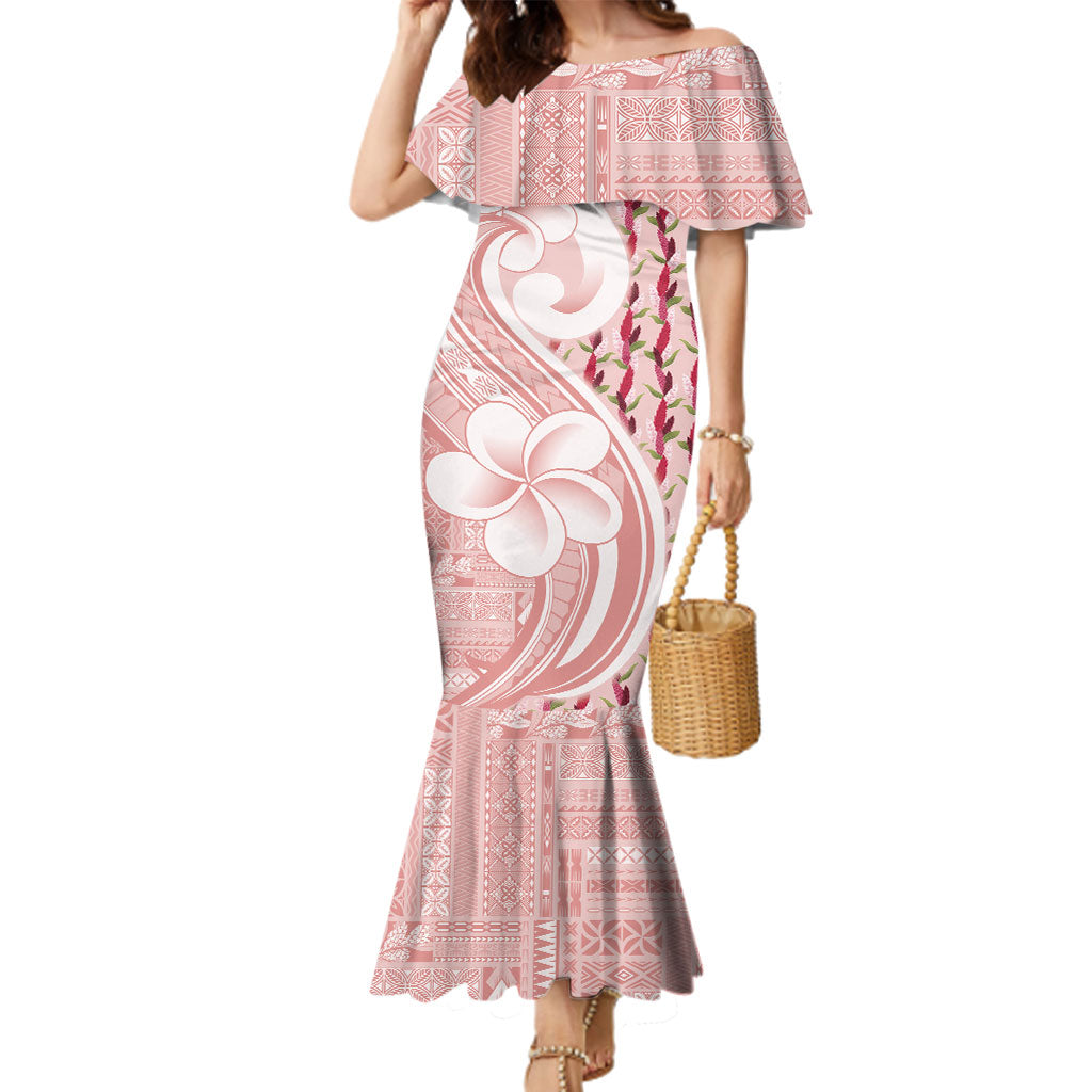 Samoa Teuila Family Matching Mermaid Dress and Hawaiian Shirt Pink Samoan Siapo Motifs