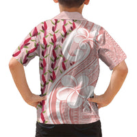 Samoa Teuila Family Matching Off Shoulder Short Dress and Hawaiian Shirt Pink Samoan Siapo Motifs