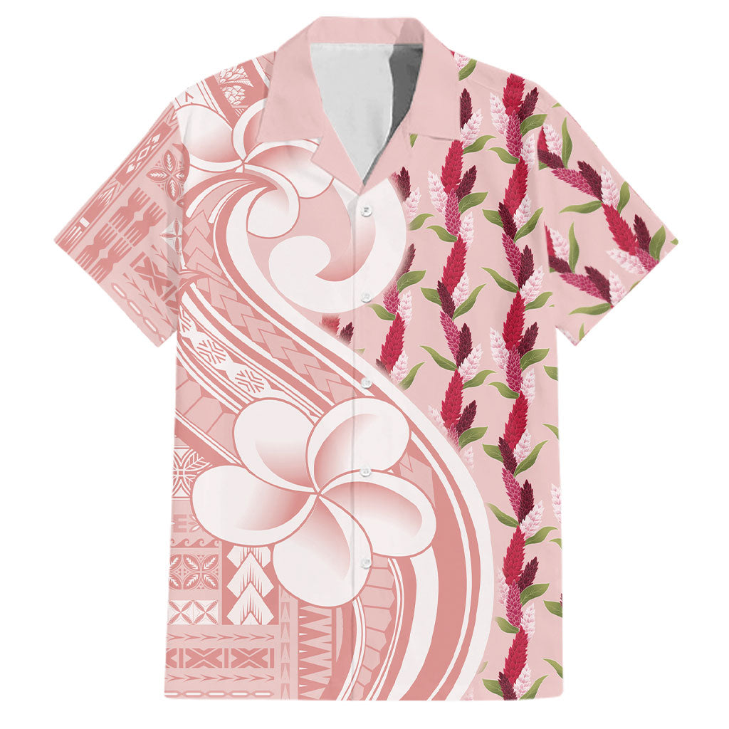 Samoa Teuila Family Matching Short Sleeve Bodycon Dress and Hawaiian Shirt Pink Samoan Siapo Motifs