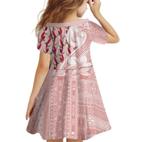 Samoa Teuila Family Matching Summer Maxi Dress and Hawaiian Shirt Pink Samoan Siapo Motifs