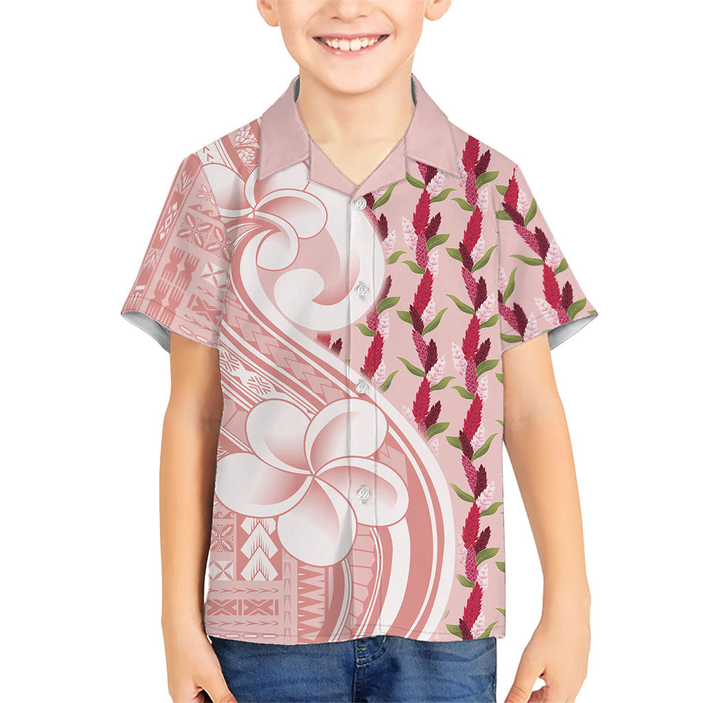 Samoa Teuila Family Matching Summer Maxi Dress and Hawaiian Shirt Pink Samoan Siapo Motifs