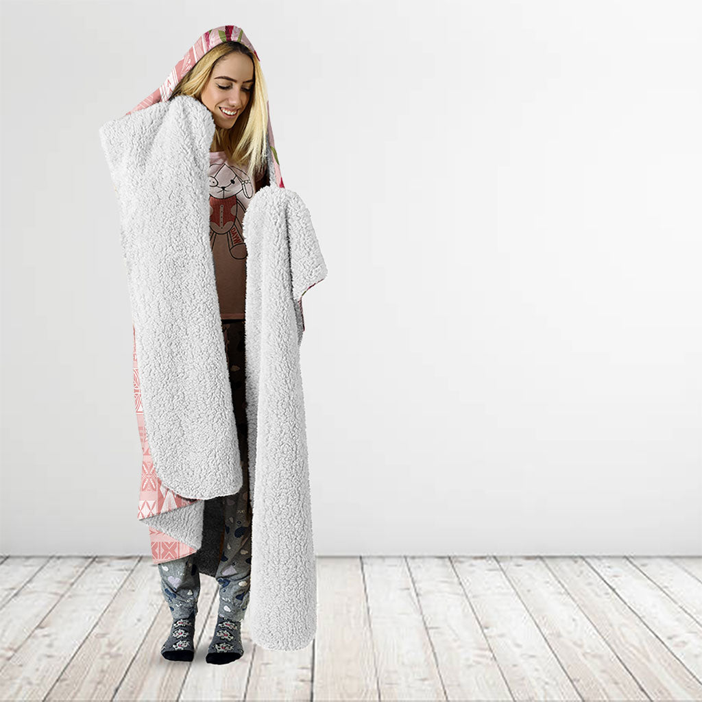 Samoa Teuila Hooded Blanket Pink Samoan Siapo Motifs