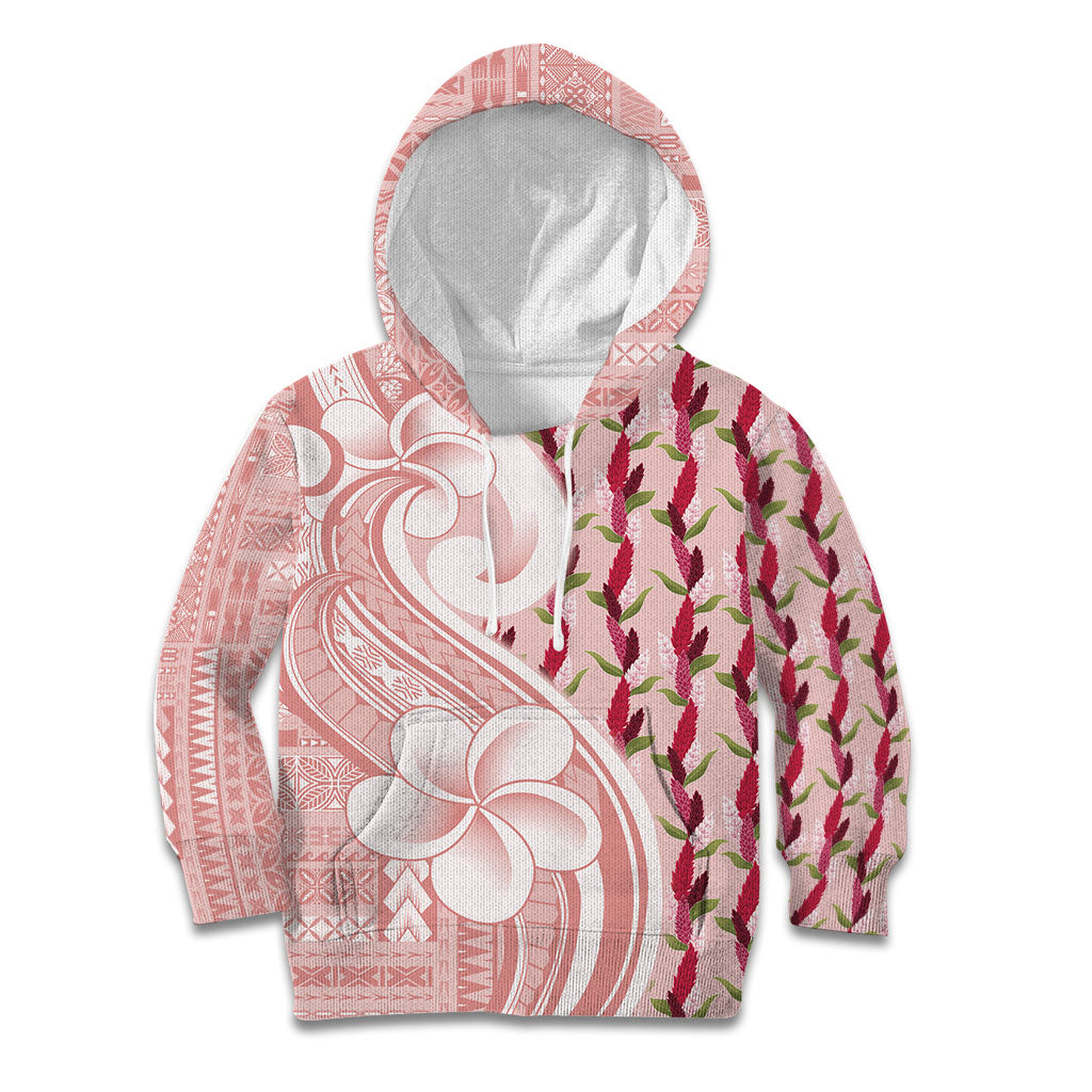 Samoa Teuila Kid Hoodie Pink Samoan Siapo Motifs LT05 Hoodie Pink - Polynesian Pride