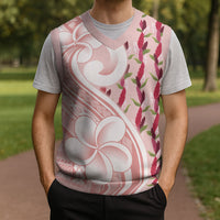 Samoa Teuila Christmas Knitted V-Neck Vest Pink Samoan Siapo Motifs LT05 - Polynesian Pride