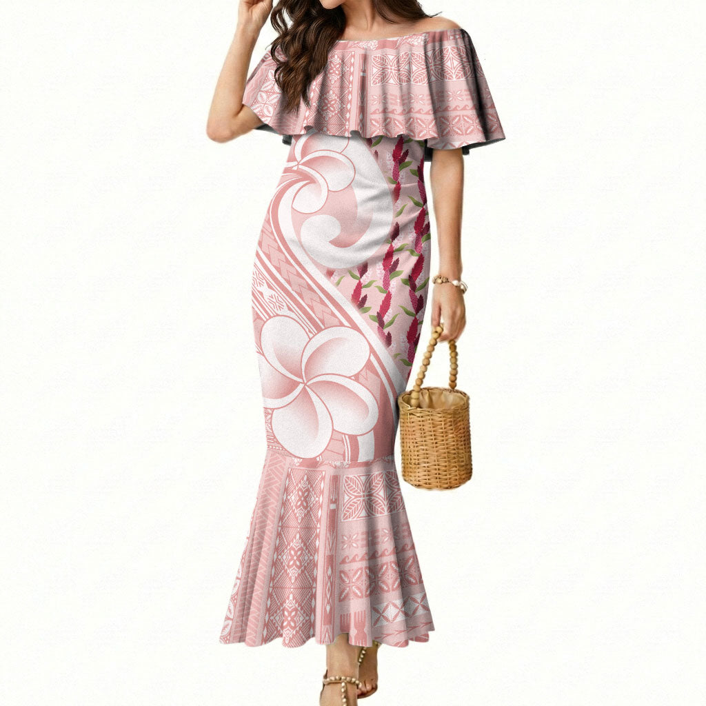 Samoa Teuila Mermaid Dress Pink Samoan Siapo Motifs LT05 Women Pink - Polynesian Pride