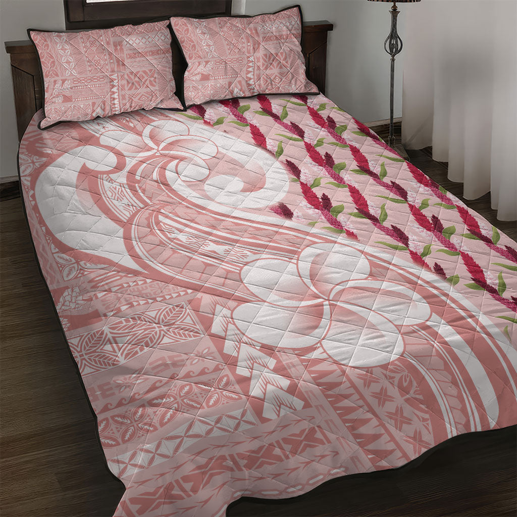 Samoa Teuila Quilt Bed Set Pink Samoan Siapo Motifs LT05 Pink - Polynesian Pride