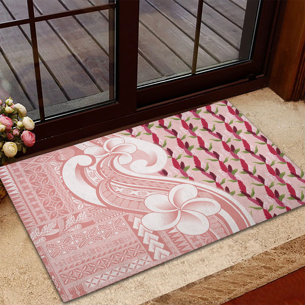 Samoa Teuila Rubber Doormat Pink Samoan Siapo Motifs