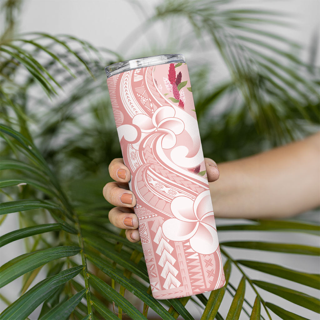 Samoa Teuila Skinny Tumbler Pink Samoan Siapo Motifs