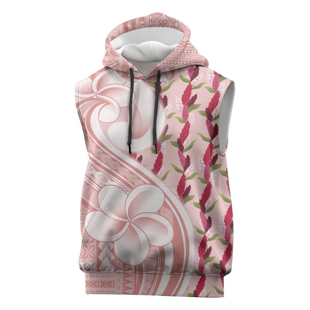 Samoa Teuila Sleeveless Hoodie Pink Samoan Siapo Motifs LT05 Pink - Polynesian Pride