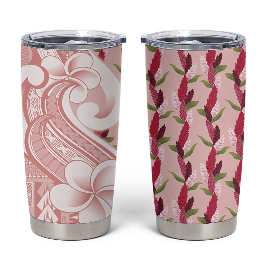 Samoa Teuila Tumbler Cup Pink Samoan Siapo Motifs LT05 Pink - Polynesian Pride
