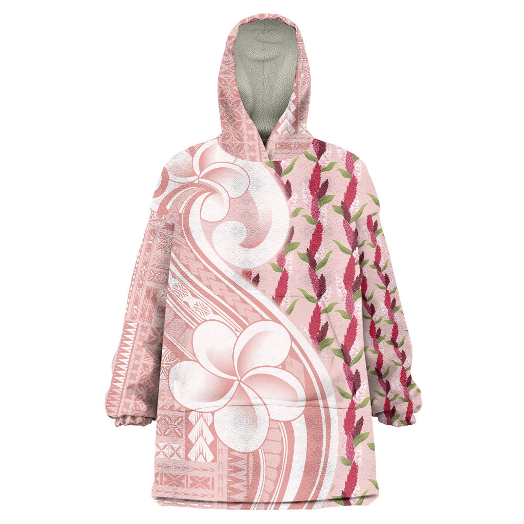 Samoa Teuila Wearable Blanket Hoodie Pink Samoan Siapo Motifs LT05 One Size Pink - Polynesian Pride