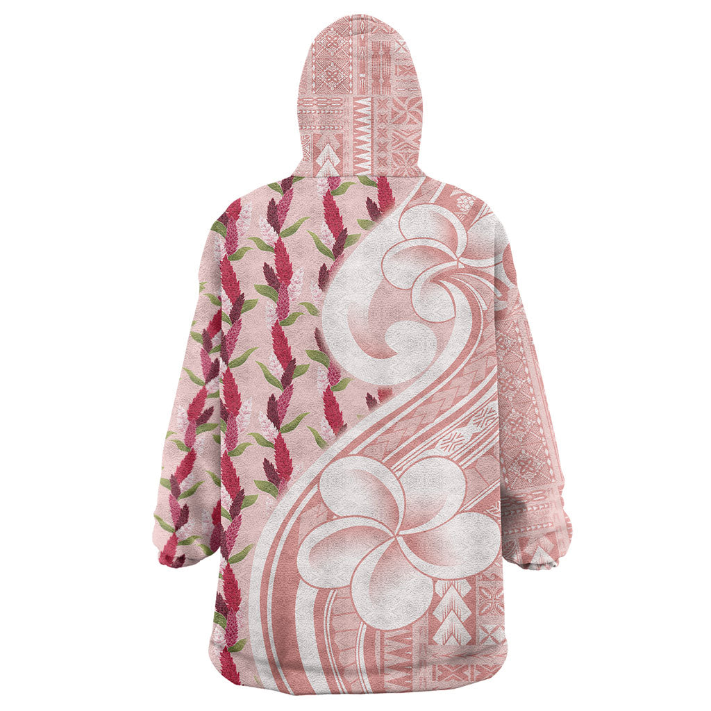 Samoa Teuila Wearable Blanket Hoodie Pink Samoan Siapo Motifs