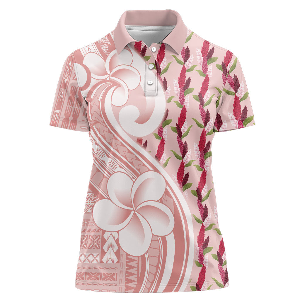 Samoa Teuila Women Polo Shirt Pink Samoan Siapo Motifs LT05 Female Pink - Polynesian Pride