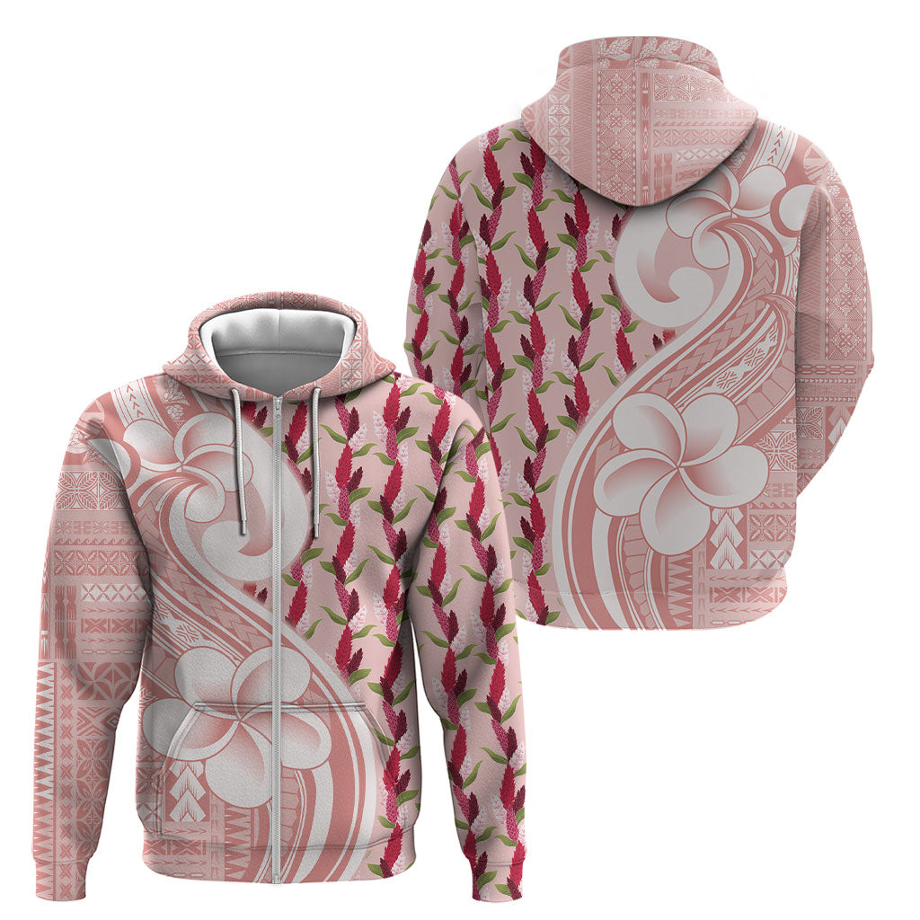 Samoa Teuila Zip Hoodie Pink Samoan Siapo Motifs