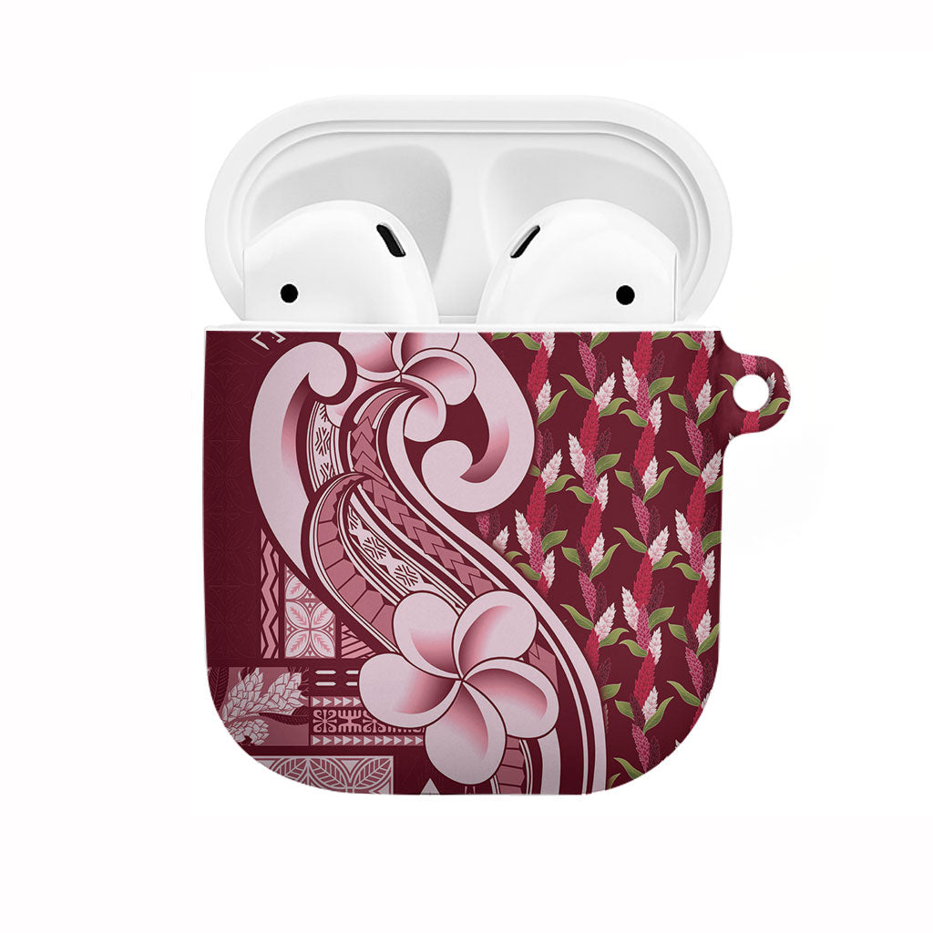 Samoa Teuila AirPods Case Maroon Samoan Siapo Motifs LT05 Maroon - Polynesian Pride