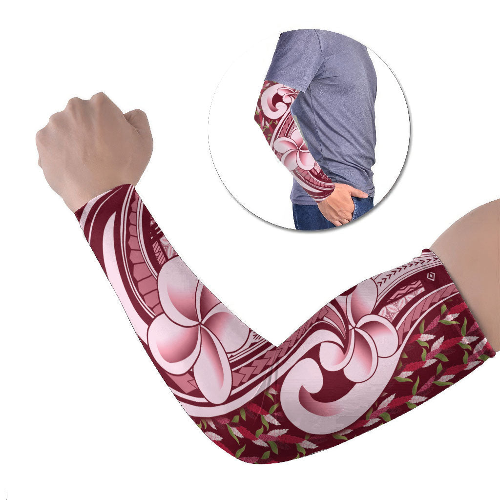 Samoa Teuila Arm Sleeves Maroon Samoan Siapo Motifs LT05 Set of 2 Maroon - Polynesian Pride