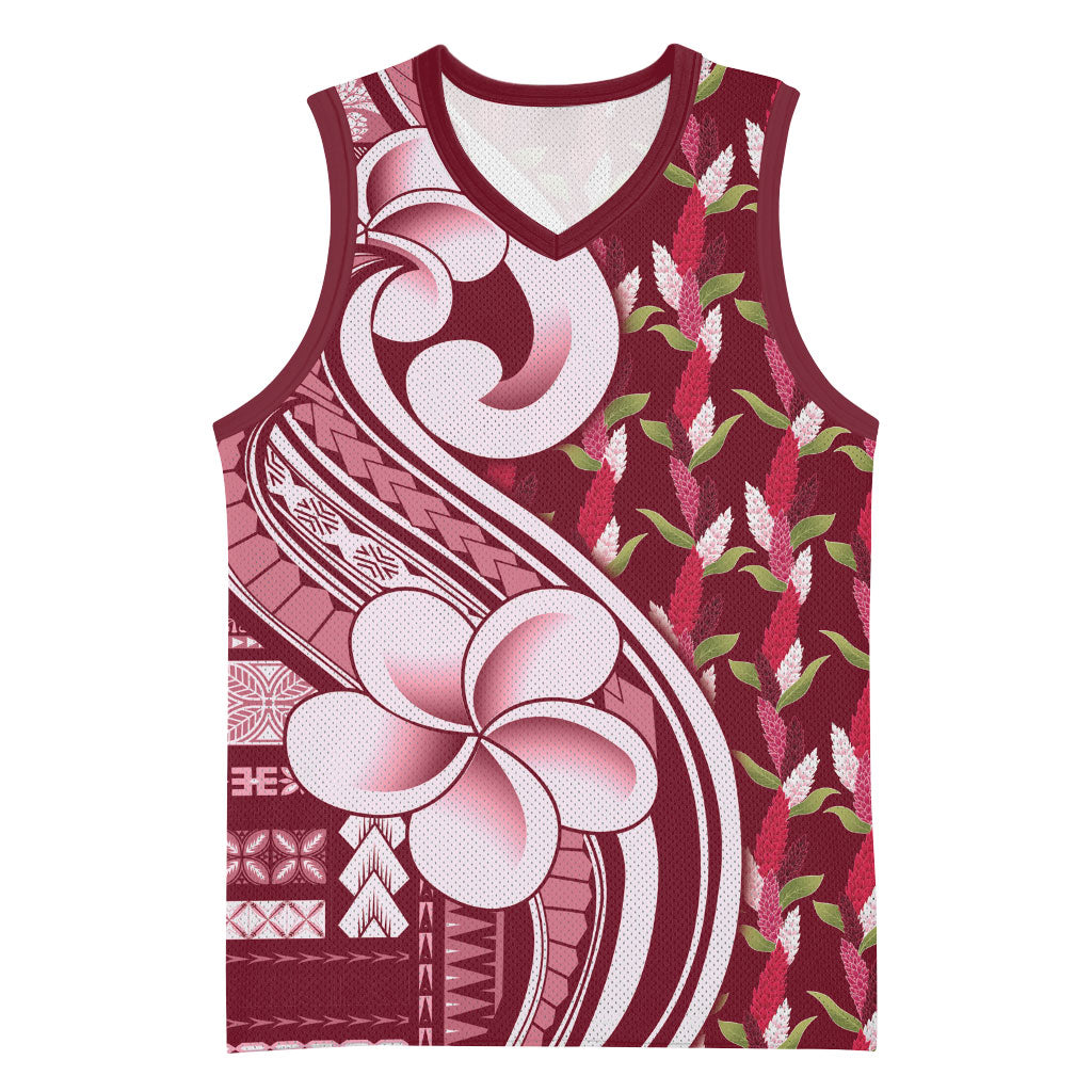 Samoa Teuila Basketball Jersey Maroon Samoan Siapo Motifs LT05 Unisex Maroon - Polynesian Pride