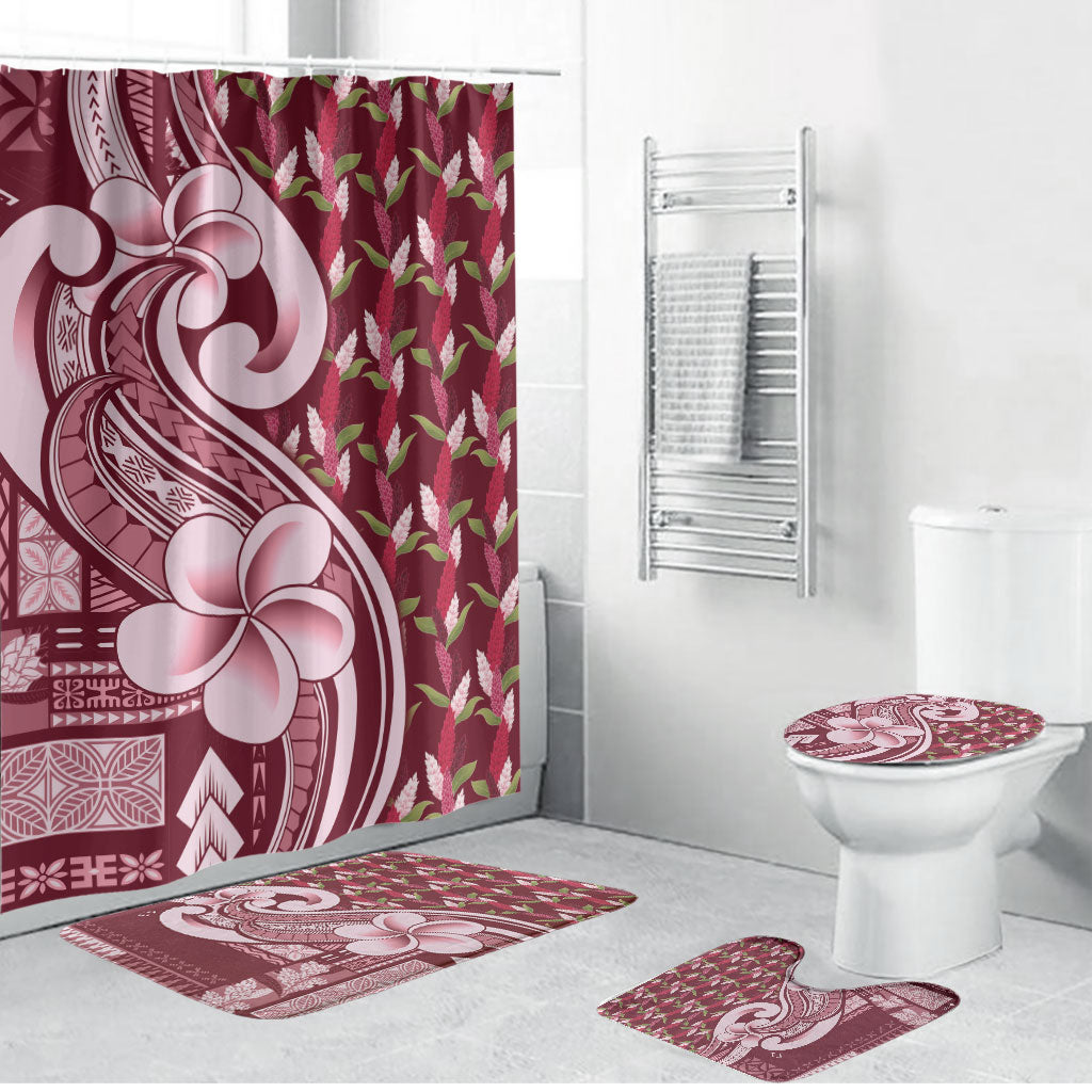 Samoa Teuila Bathroom Set Maroon Samoan Siapo Motifs