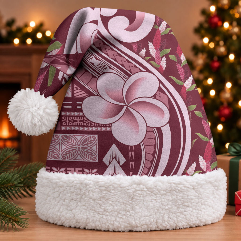 Samoa Teuila Christmas Santa Hat Maroon Samoan Siapo Motifs